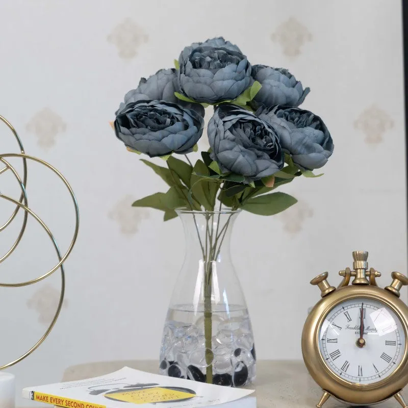 Realistic Artificial Peony Flower Bunches - Blue media 1
