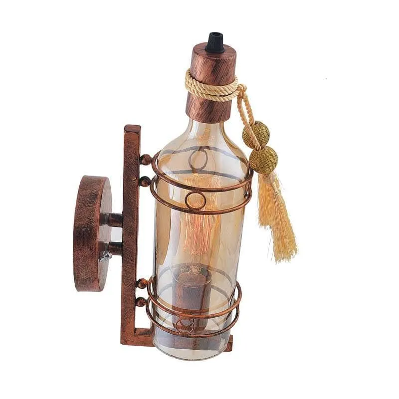 Rustic Bottle Glass & Metal Wall Lamp media 6
