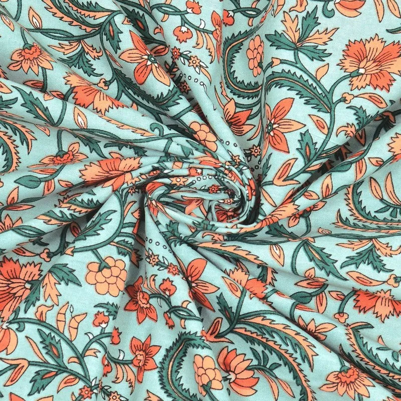 Formio Cotton Bedsheet (Blue,Orange) - 240 TC media 5