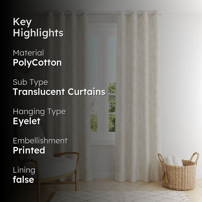 Gulaab Jacquard Single Curtain (White) media 2