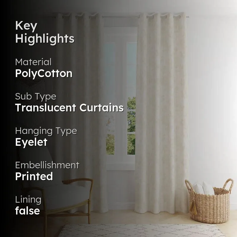 Gulaab Jacquard Single Curtain (White) media 2