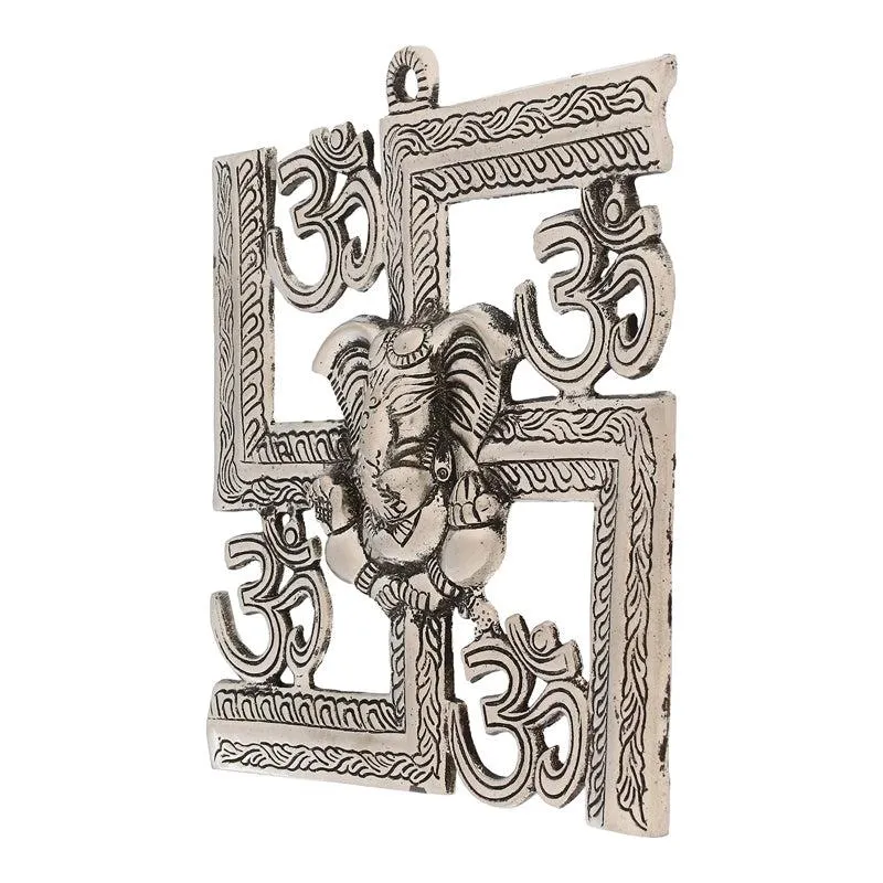 Swastika Om Religious Metal Wall Accent - Silver media 5