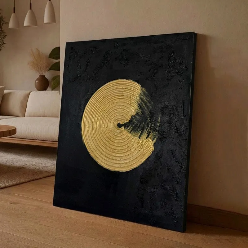 Golden Orbit Handmade Canvas Wall Painting media 1