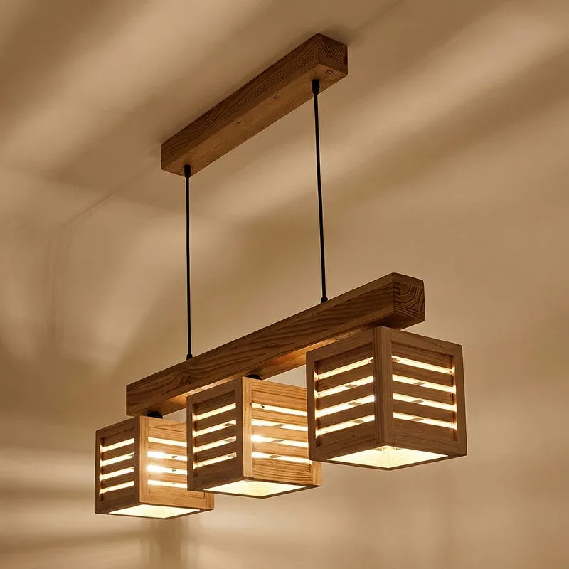 TriFrame Wooden Ceiling Lamp - Beige media 4