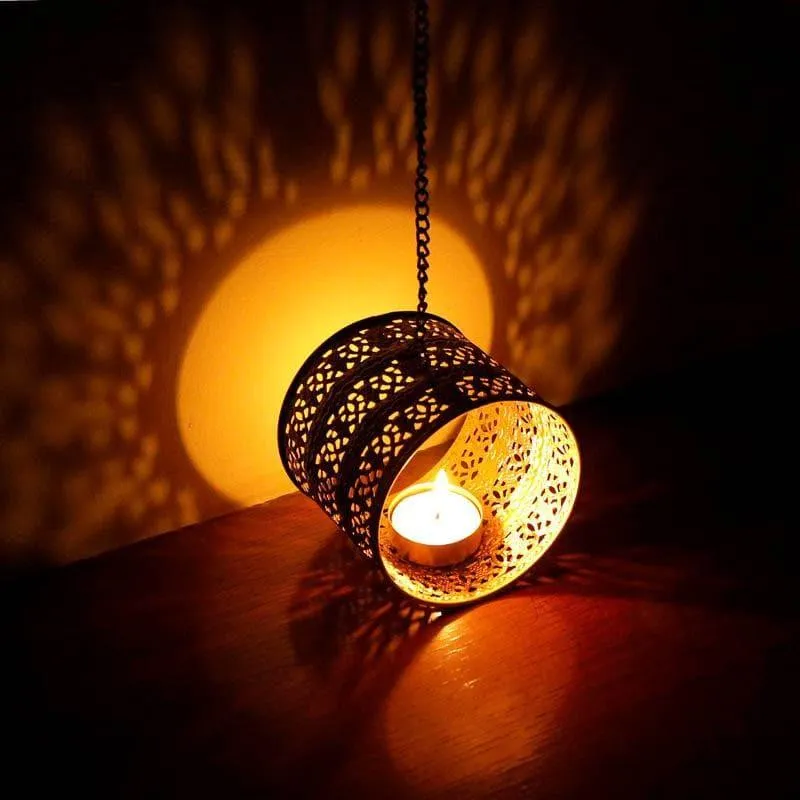 Hanging Jali Cylindrical Tealight Holder media 1