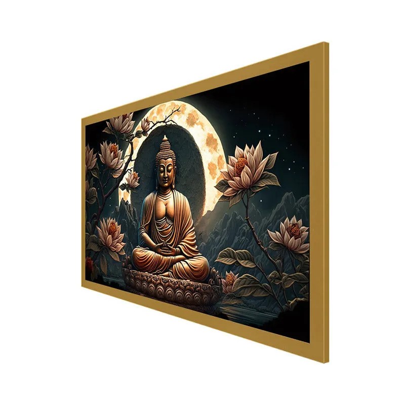 Meditative Buddha Canvas Wall Painting- With Frame media 8