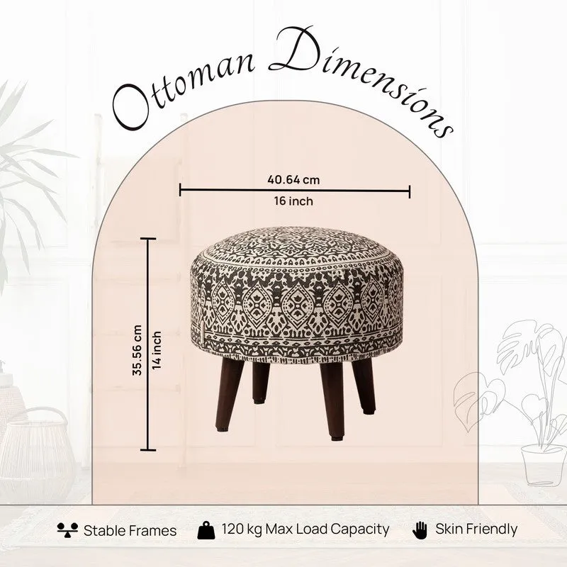 Solace Canvas Cotton Ottomans (Black) - Set Of Two media 7