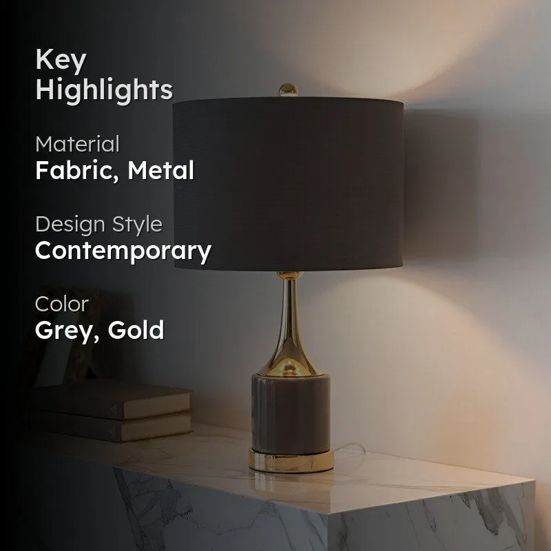 AarviDecor Norwood Designer Metal Table Lamp - Grey media 2