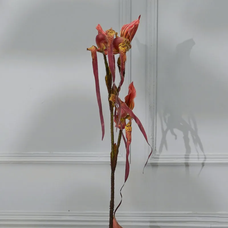 Faux Paphion Orchid Flower Stick (Red) - 31 CM media 3