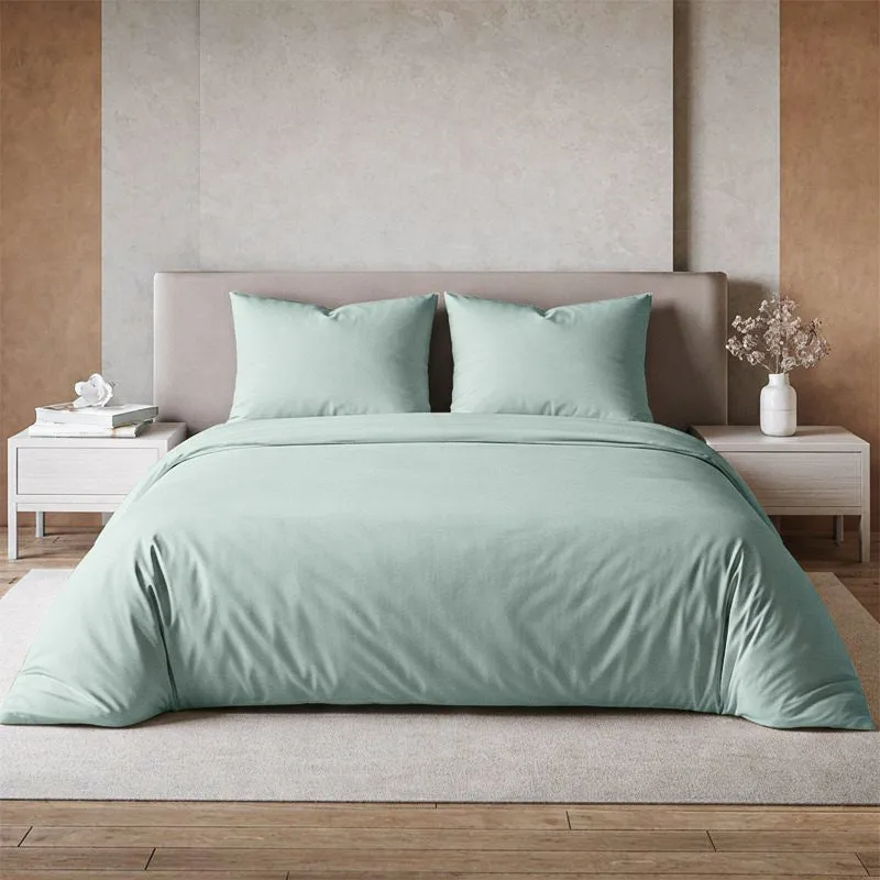 Maison Solid Cotton Bedsheet (Sage Green) - 400 TC media 1
