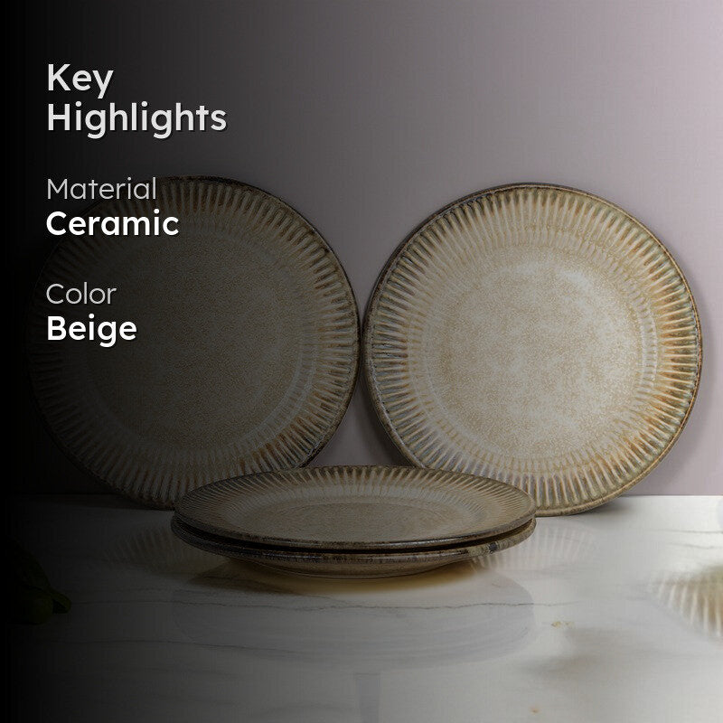 Mintora Beige Ceramic Quarter Plates - Set Of Four media 2
