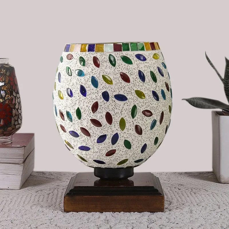 Lumenest Mosaic Glass Table Lamp With Wooden Base - Multicolor media 4