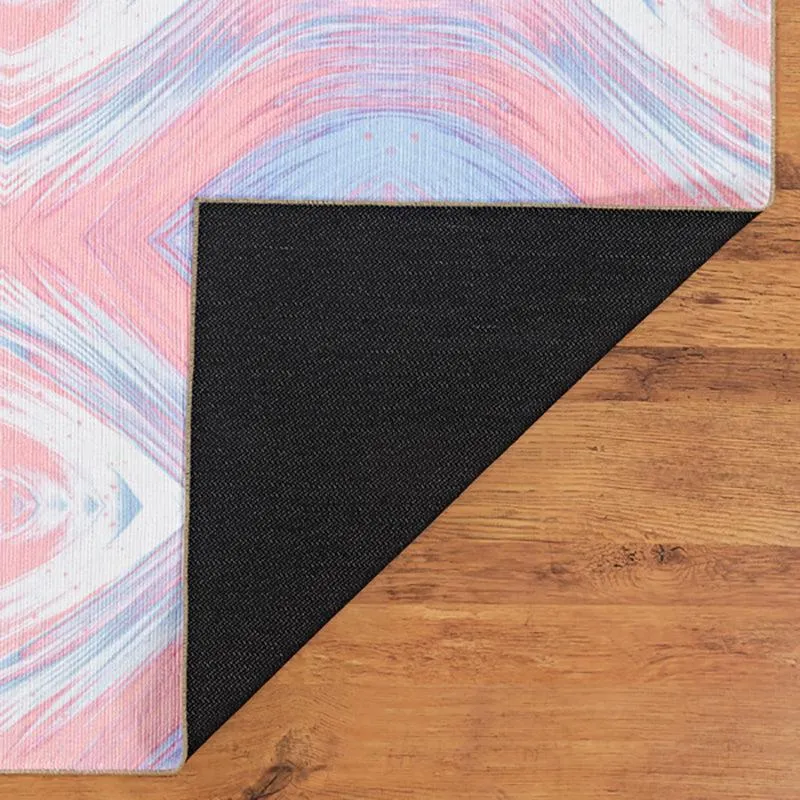 Durin Abstract Polyester Anti-Skid Carpet - Blue & Pink media 5