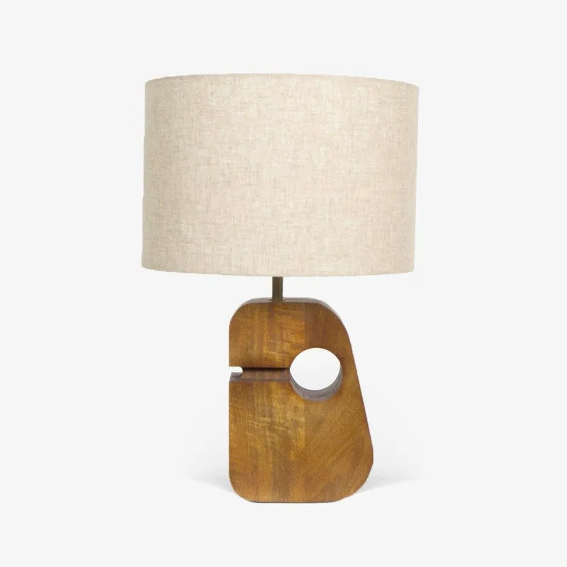 Orange Tree Ruko Mango Wood Table Lamp - White,Beige media 6