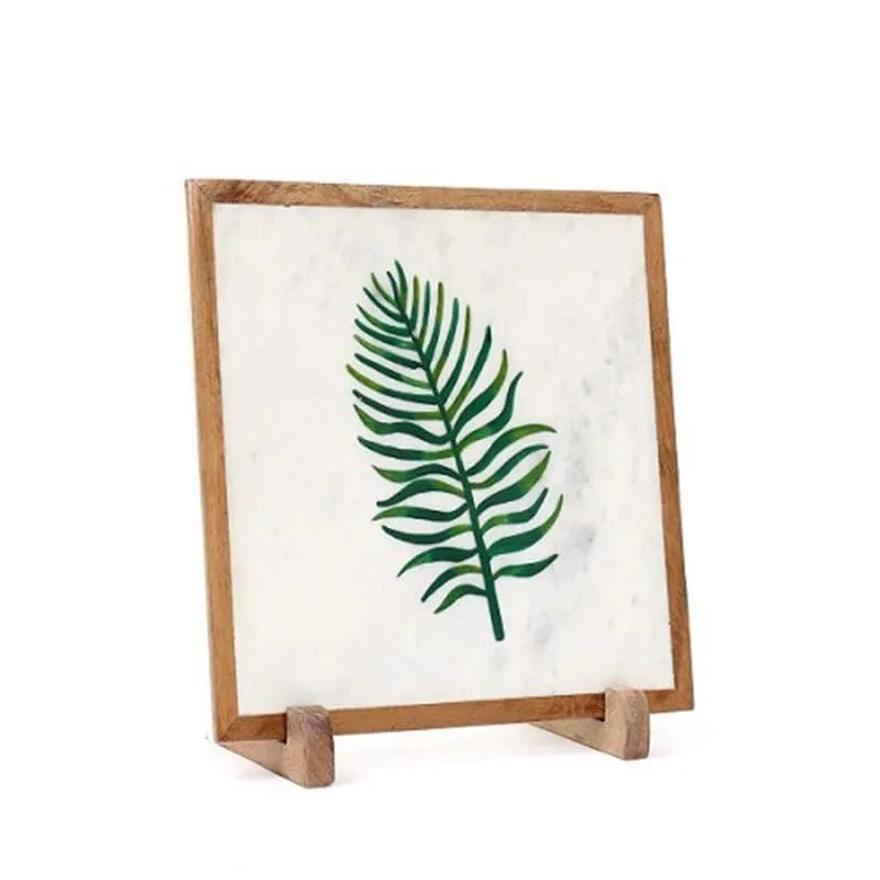 Palm Leaf Hand Painted Marble Showpiece media 3