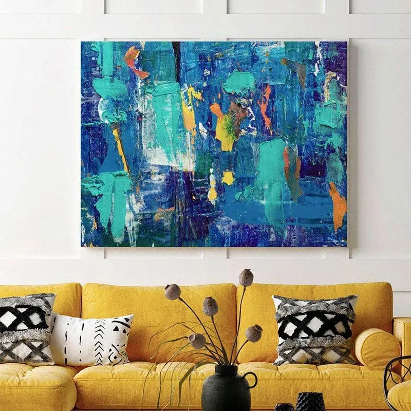 Winter Blue Abstract Canvas Wall Painting - Gallery Wrap media 1
