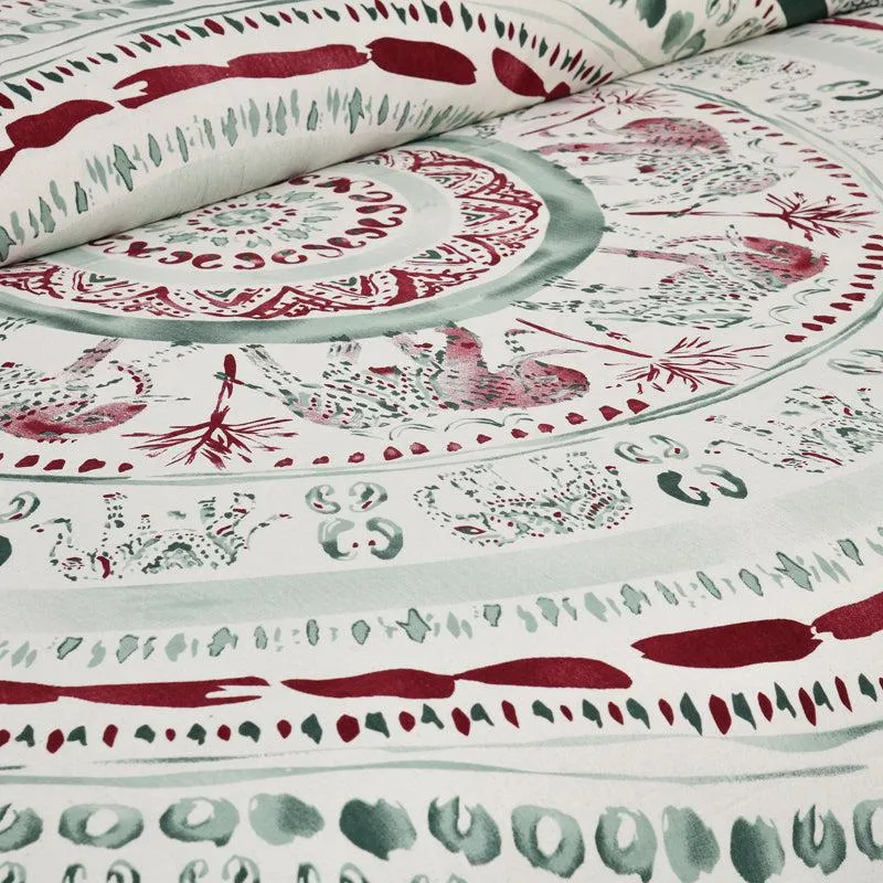 Mekhala Ethnic Cotton Flat Bedsheet (White & Green) - 160 TC media 4
