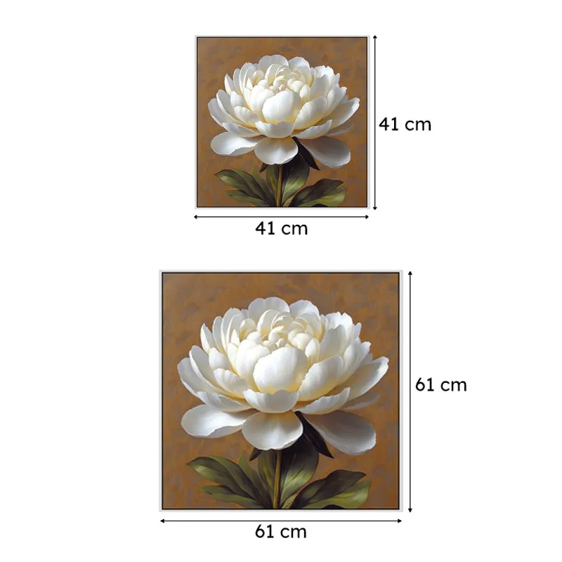 Prismatic Peony Canvas Wall Painting With Frame - White media 6