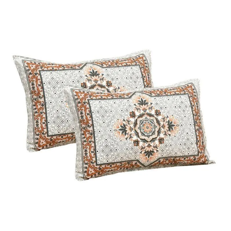 Sudrisha Ethnic Cotton Bedsheet (Orange) - 160 TC media 3
