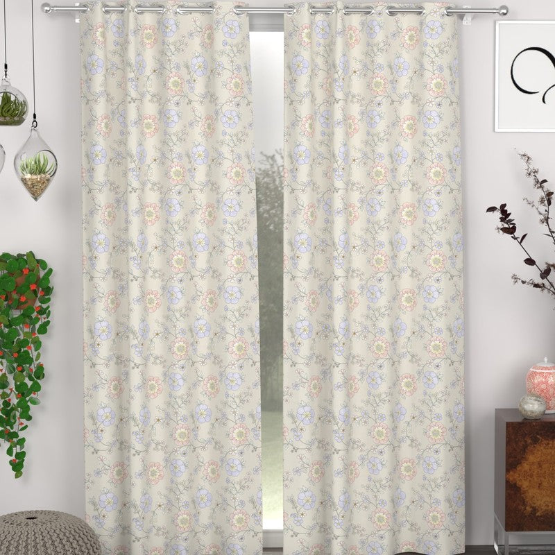 Floral Elegance Drape Curtains - Set of Two - Door - 7 Feet