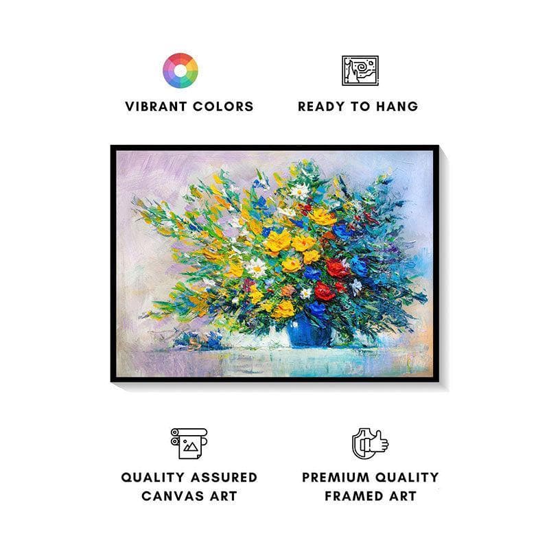 Blooming Flowers Canvas Wall Painting - Black Frame media 4
