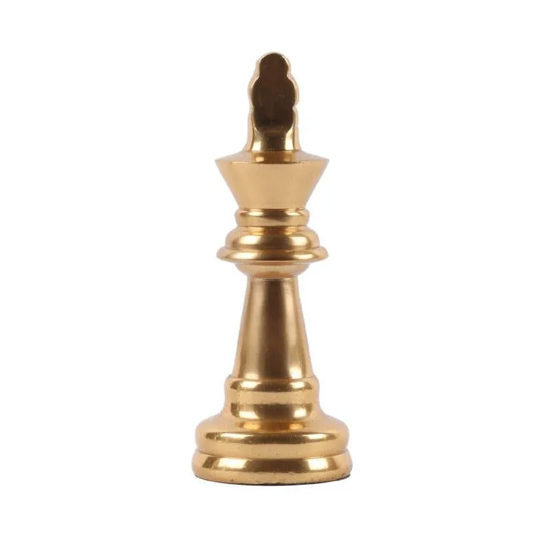 Chess Charm Aluminium Queen Showpiece (Gold) - Set Of Two media 3