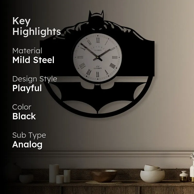 Nocturon Steel Analog Wall Clock - Black media 2