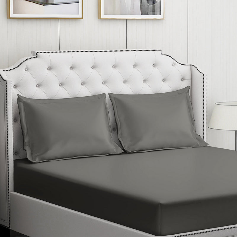 Caressence Solid Cotton Bedsheet (Grey) - 300 TC media 6