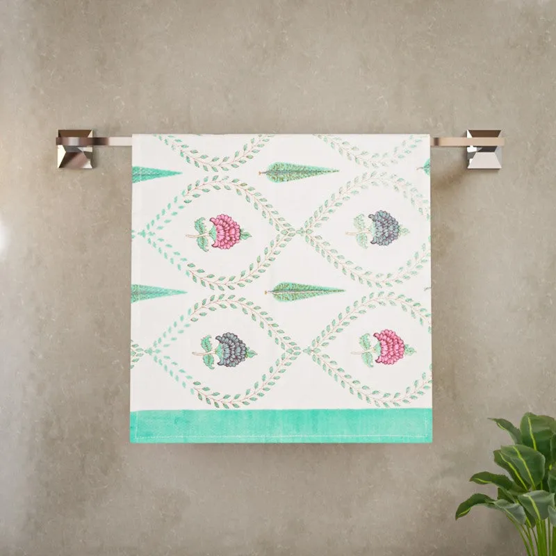 Desert Bloom Cotton Towels (Sky Blue) - Three Piece Set media 5