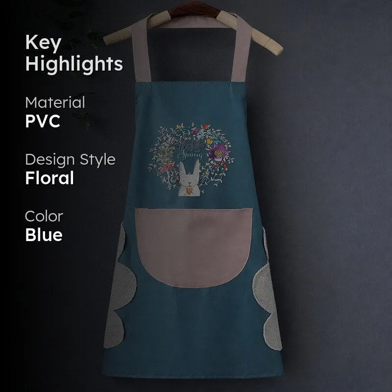 Waterproof Blue Chef Apron Comfortable PVC Kitchen Wear media 2