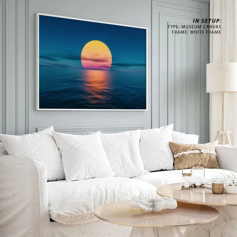 Sunset By The Ocean Canvas Wall Painting - Black Frame media 3