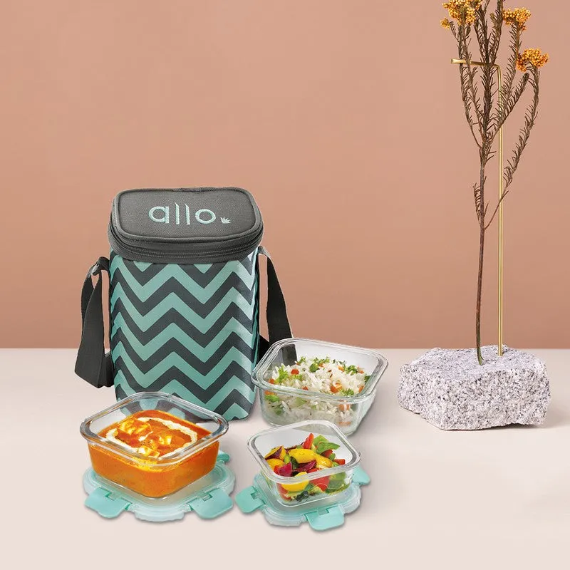 Tifzor Leak Proof Glass Lunch Box with Bag- Set of Three media 3