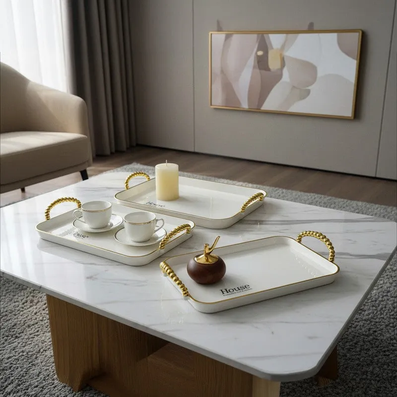 Aura Serve Melamine Serving Tray (White) - Set Of Three media 3