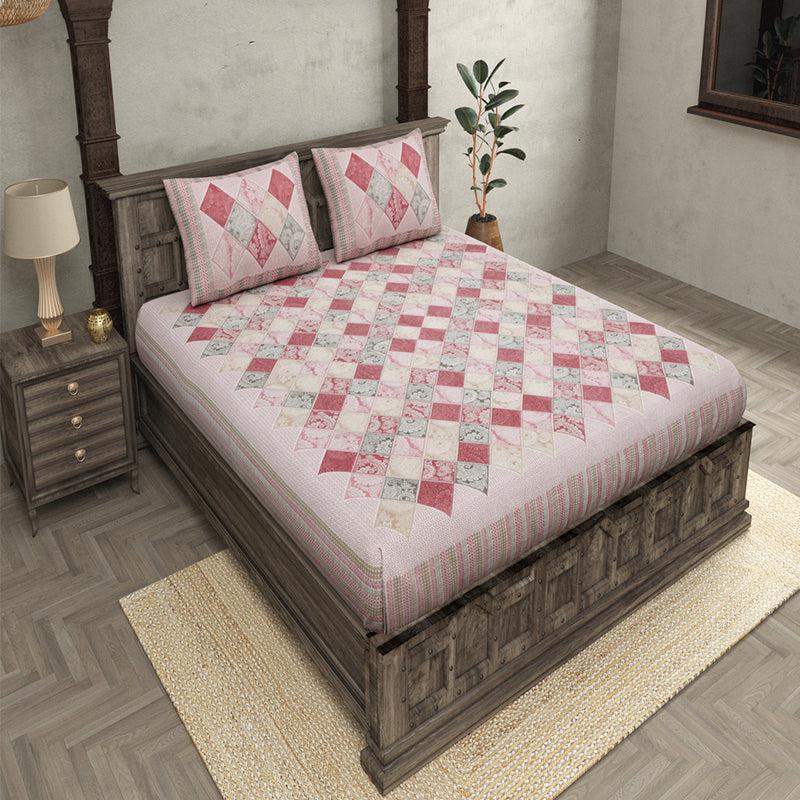 Mateo Geomatric Cotton Bedsheet (Pink) - 180 TC media 3