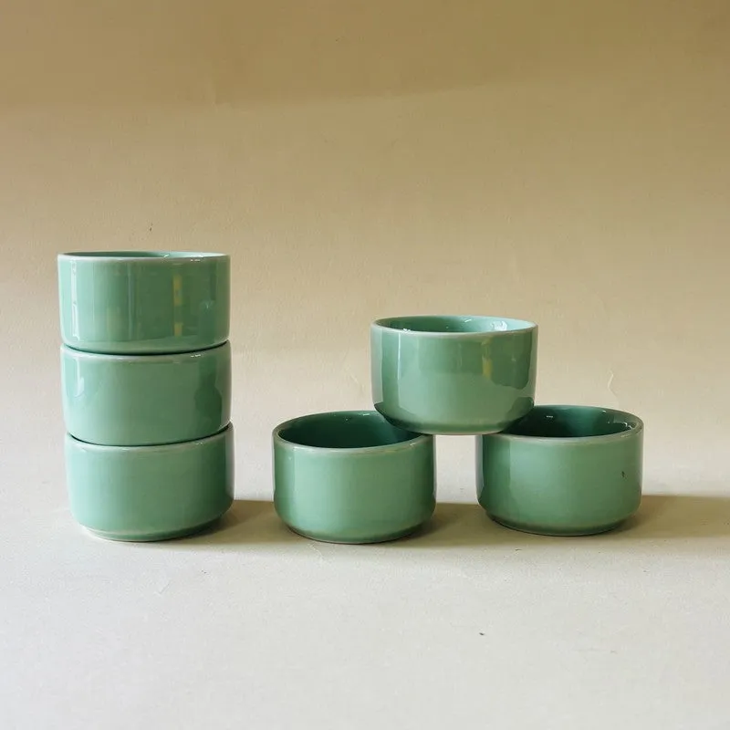Ceramic Dip Bowls (Green,50 mL Each) - Set Of Six media 6
