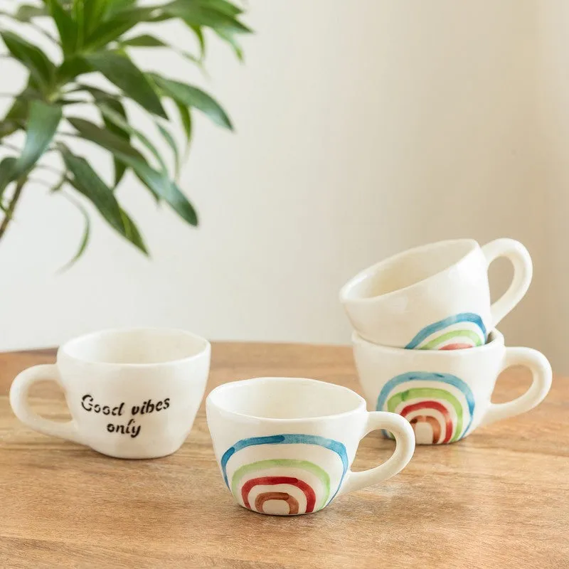 Rainbow Ceramic Tea Cup (220 mL Each) - Set Of Four media 1