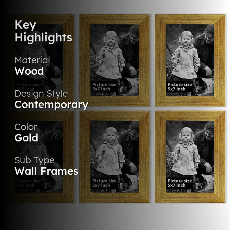 Willow Charm Rectangle Photo Frame (Gold) - Set Of Six media 2