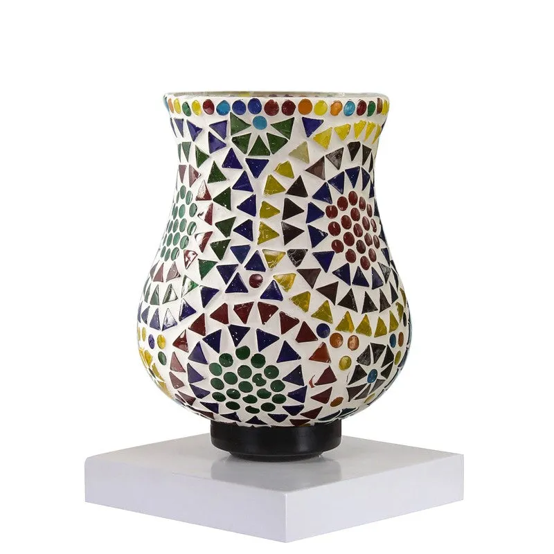 Glorite Mosaic Glass Table Lamp With Wooden Base - Multicolor media 6