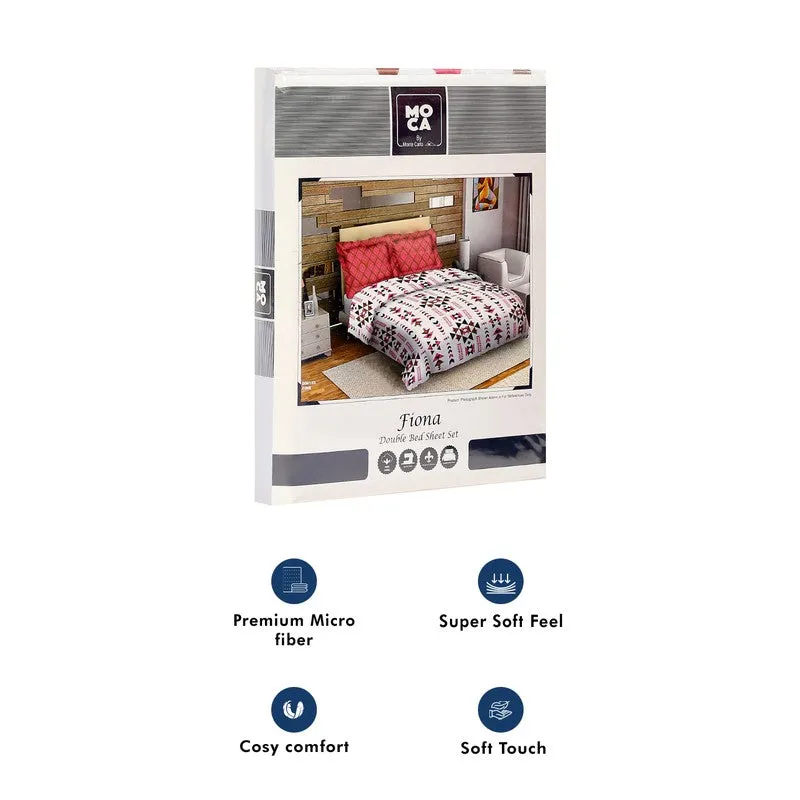 Monte Carlo Magique Angle Cotton Bedsheet (White,Red) - 104 TC media 10