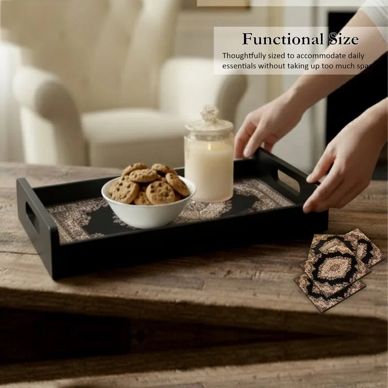 Opulen Serving Tray with 4 Coasters - Five Piece Set media 5