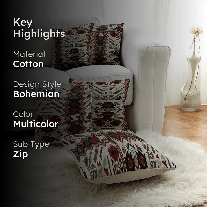 Loom Tribe Jacquard Cotton Cushion Cover - Set Of Five media 2