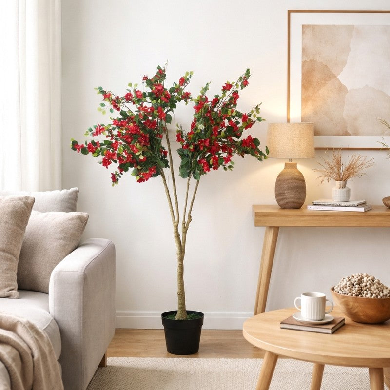BlossomBerry Artificial Flower Plant With Black Fiber Pot - 6.3 Feet media 4