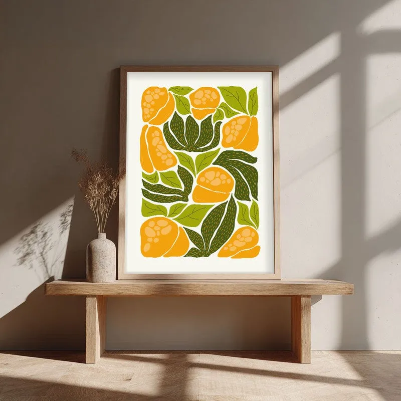 Sunlit Botanic Blooms Archival Canvas Wall Art - Natural Brown Frame media 3