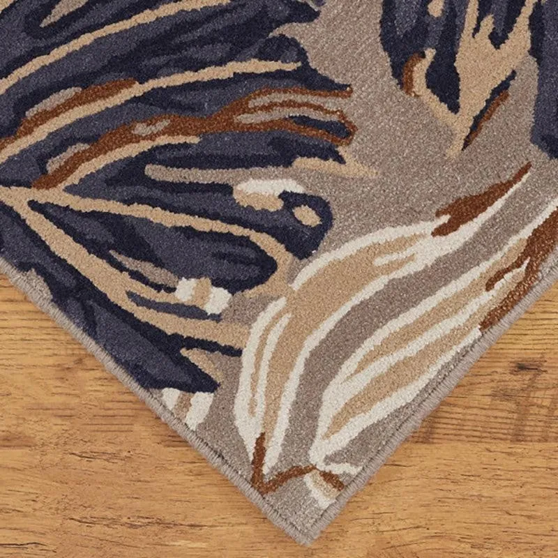 Elendil Hand Tufted Floral Wool & Nylon Carpet - Navy Blue media 5