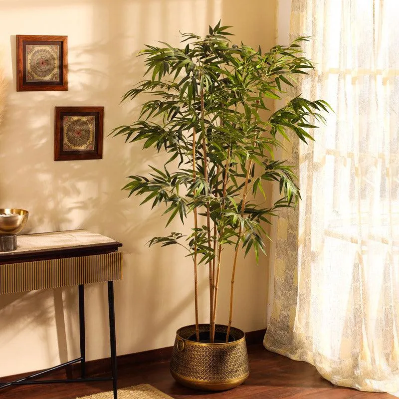 Artificial Realistic Bamboo Plant With Black plastic Pot - 5.9 Feet media 5