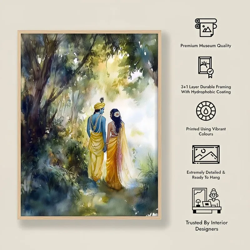 Dhyanasheela Shiva Spiritual Archival Paper Wall Painting - Natural Brown Frame media 8