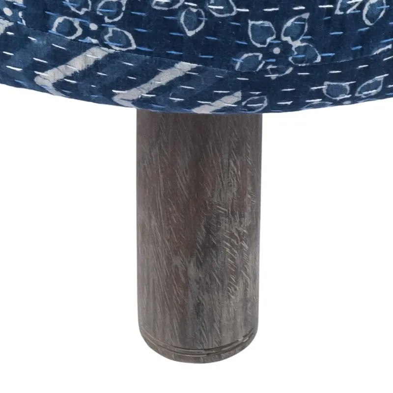 Averix Acacia Wooden Ottomans - Blue media 6