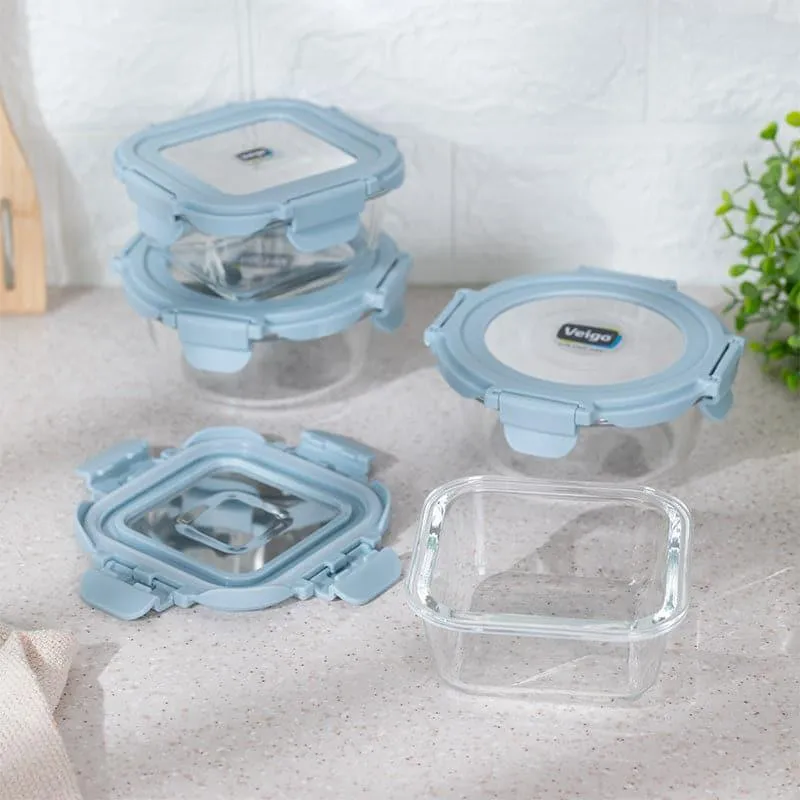 Tasteo Blue Glass Lunch Box (320 ML/400 ML) - Set Of Four media 7