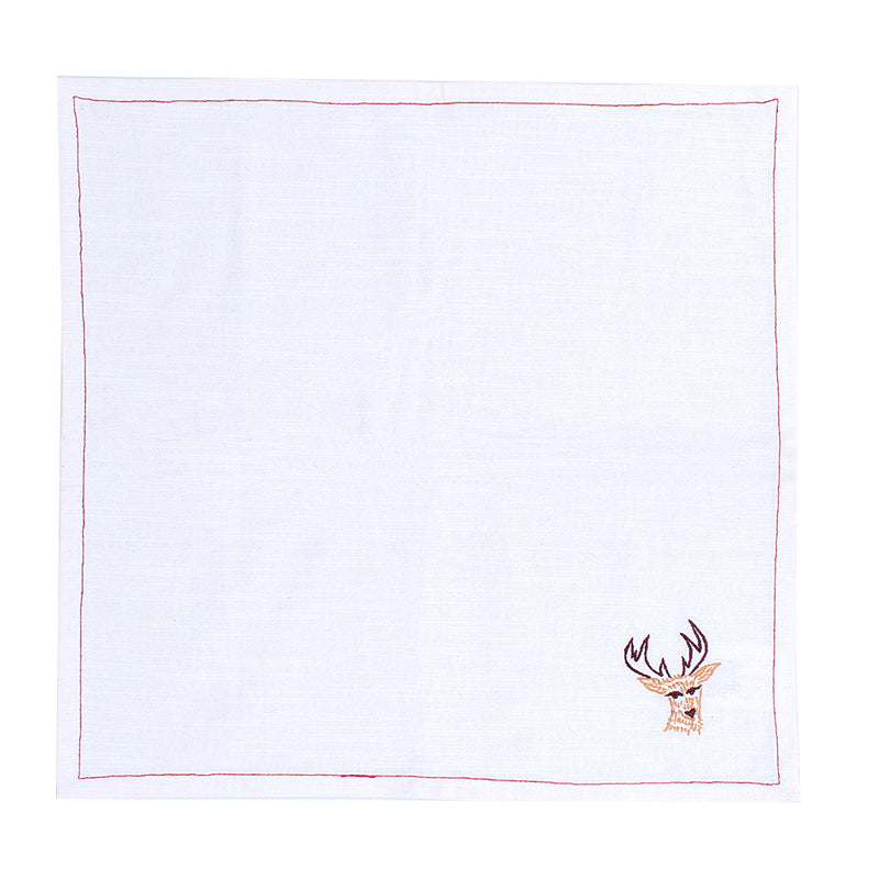 Jolly Reindeer Napkins (Off White) - Set Of Two media 3