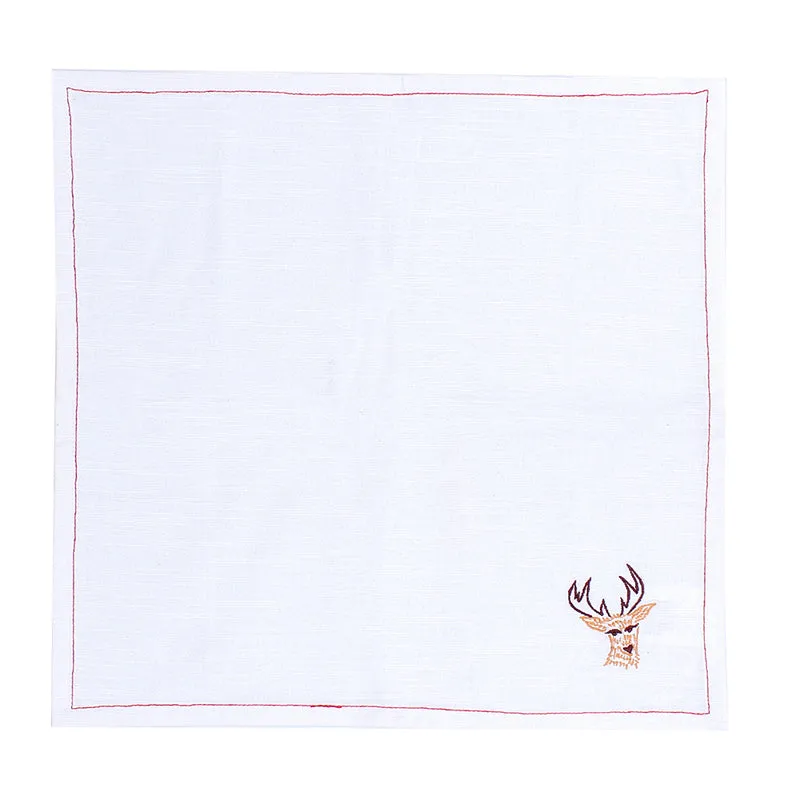 Jolly Reindeer Napkins (Off White) - Set Of Two media 3